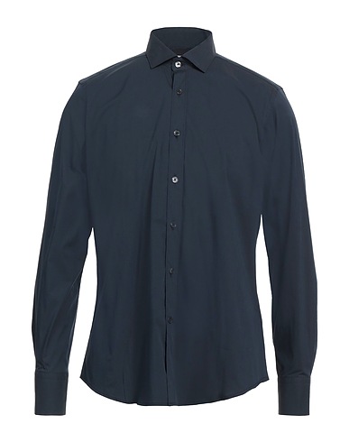 BAGUTTA Solid colour shirt Midnight blue 72% Cotton, 25% Polyamide, 3% Elastane