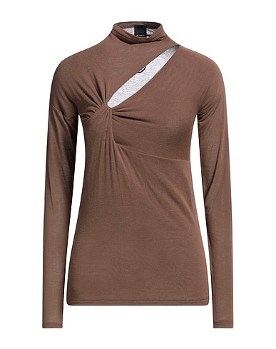 PINKO T-shirt Brown 66% Viscose, 19% Polyamide, 9% Cashmere, 6% Elastane