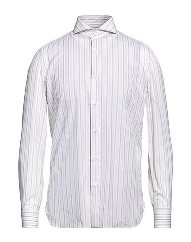LUIGI BORRELLI NAPOLI Striped shirt Light brown 100% Cotton