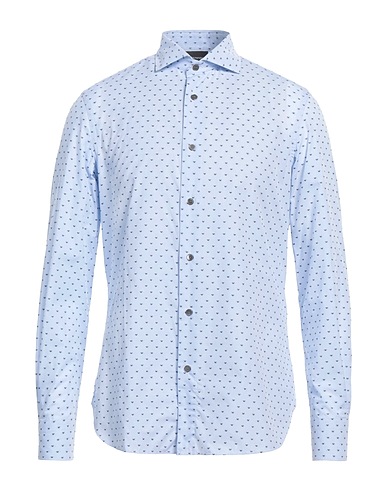 EMPORIO ARMANI Patterned shirt Light blue 100% Cotton