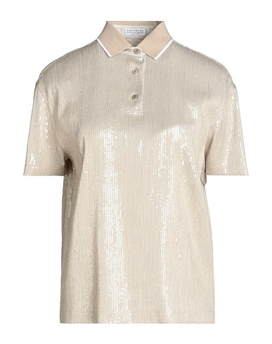 BRUNELLO CUCINELLI Polo shirt Beige 80% Acetate, 20% Silk