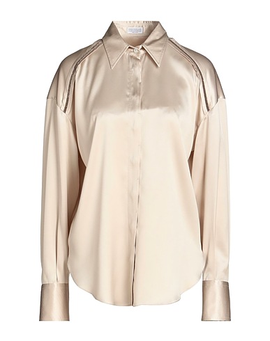 BRUNELLO CUCINELLI Shirts Beige 96% Silk, 4% Elastane