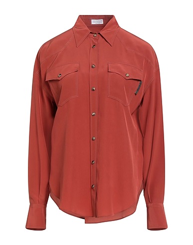 BRUNELLO CUCINELLI Silk shirts & blouses Brick red 100% Silk