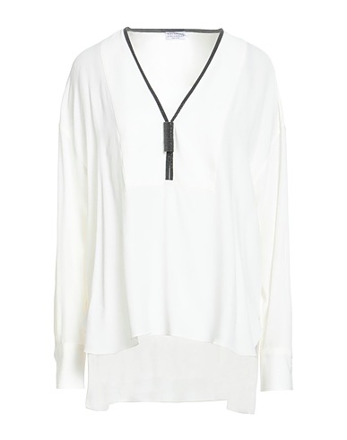 BRUNELLO CUCINELLI Silk top White 100% Silk, Brass