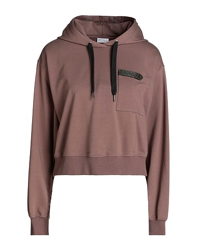 BRUNELLO CUCINELLI Hooded track jacket  Mauve 98% Cotton, 2% Elastane
