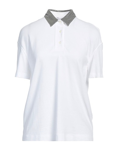 BRUNELLO CUCINELLI Polo shirt White 100% Cotton, Brass, Acetate, Silk