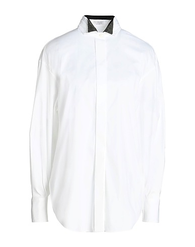 BRUNELLO CUCINELLI Shirts White 72% Cotton, 23% Polyamide, 5% Elastane