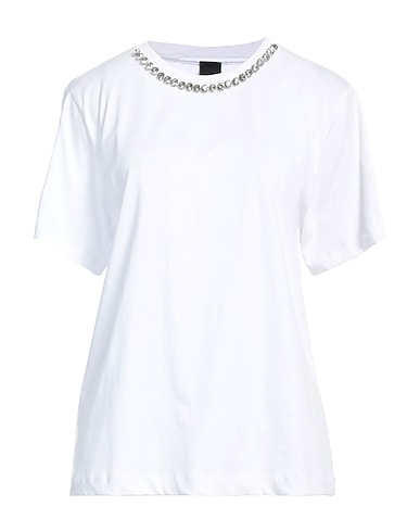 PINKO T-shirt White 100% Cotton, Elastane, Glass, Steel