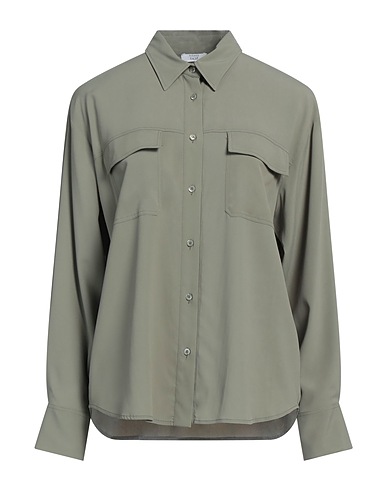 PESERICO Solid colour shirts & blouses EASY Military green 81% Acetate, 13% Silk, 6% Elastane