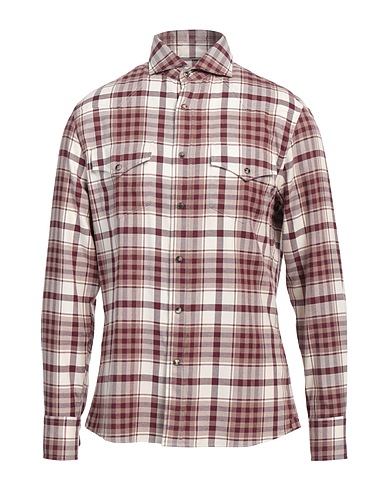 BRUNELLO CUCINELLI Checked shirt Burgundy 100% Cotton