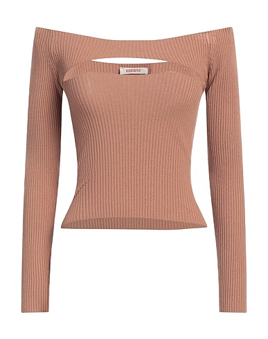 KONTATTO Off-the-shoulder top Camel 69% Viscose, 29% Acrylic, 2% Elastane