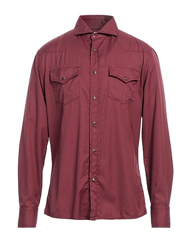 BRUNELLO CUCINELLI Solid colour shirt Burgundy 100% Cotton