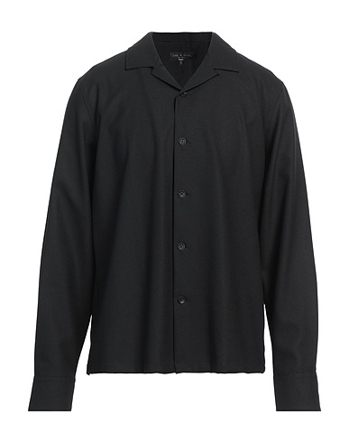 RAG & BONE Solid color shirt Black 39% Wool, 30% Polyester, 28% Viscose, 3% Elastane, Cotton