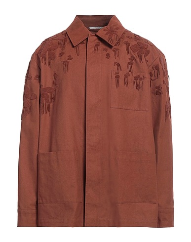 VALENTINO GARAVANI Shirts Brown 100% Cotton, Polyester