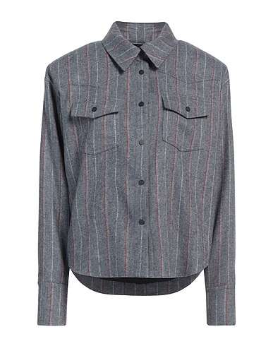 THE MANNEI Gestreiftes Hemd Grau 100% Wolle