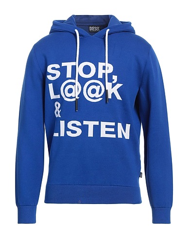 DIESEL Hooded track jacket  Blue 46% Cotton, 40% Polyester, 12% Nylon, 2% Elastane