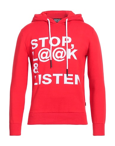DIESEL Hooded track jacket  Red 46% Cotton, 40% Polyester, 12% Nylon, 2% Elastane