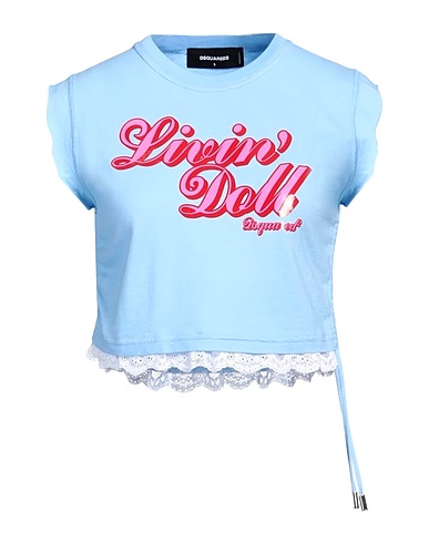 DSQUARED2 Crop top Sky blue 100% Cotton