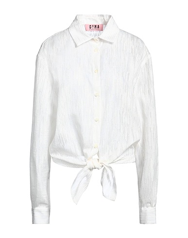 GINA GORGEOUS Camicie e bluse tinta unita Bianco 99% Poliestere, 1% Fibra di metallo