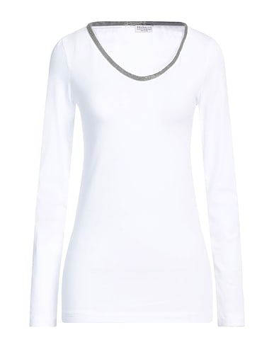 BRUNELLO CUCINELLI T-shirt White 93% Cotton, 7% Elastane, Brass
