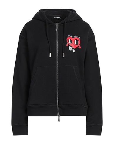DSQUARED2 Hooded sweatshirt Black 100% Cotton, Elastane