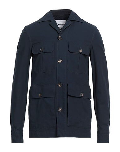 DOPPIAA Solid color shirt Midnight blue 97% Cotton, 3% Elastane