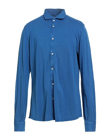 FEDELI Solid color shirt BLU 100% Organic cotton