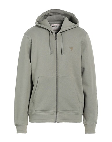 GUESS Hooded track jacket  Sage green 64% Cotton, 36% Polyester