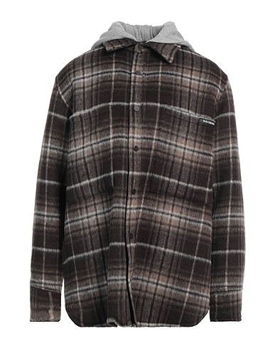 NAHMIAS Kariertes Hemd Dunkelbraun 45% Acryl, 25% Wolle, 25% Polyester, 5% Andere Fasern, Baumwolle