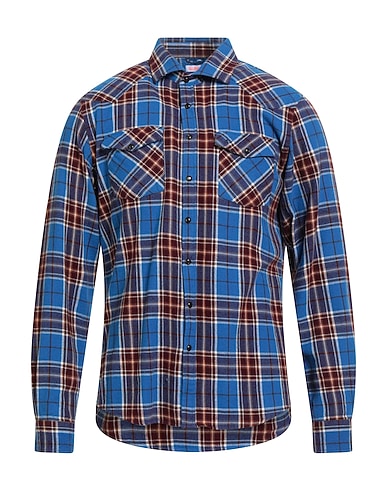 SUN 68 Checked shirt Midnight blue 100% Cotton