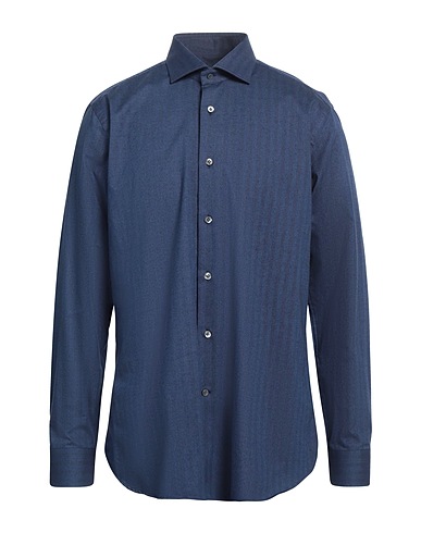 GUGLIELMINOTTI Hemd mit Muster Marineblau 97% Baumwolle, 3% Elastan