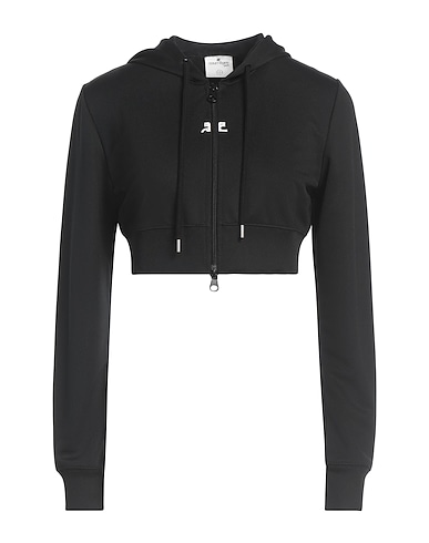 COURRÈGES Hooded track jacket  Black 100% Polyester, Elastane