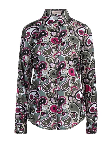 CAMICETTASNOB Patterned shirts & blouses Military green 57% Viscose, 32% Silk, 11% Elastane