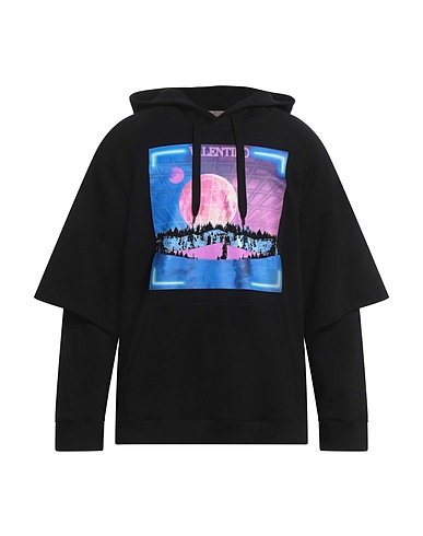 VALENTINO GARAVANI Hooded track jacket  Black 100% Cotton, Elastane