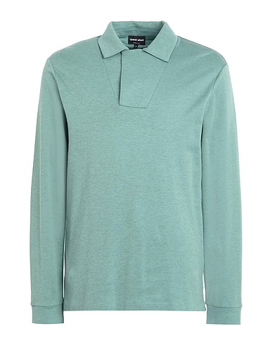 GIORGIO ARMANI Polo shirt Sage green 72% Cotton, 16% Silk, 12% Cashmere