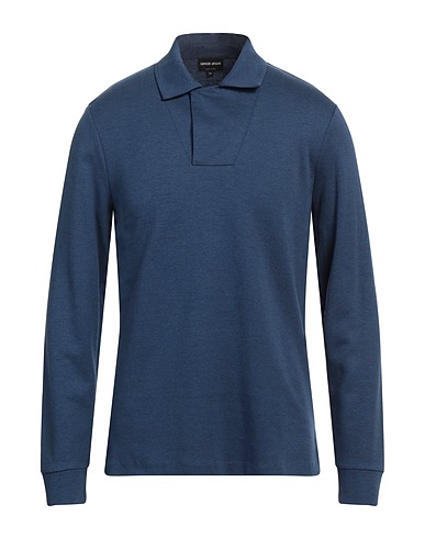 GIORGIO ARMANI Polo shirt Navy blue 72% Cotton, 16% Silk, 12% Cashmere