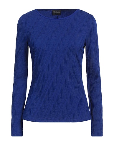 GIORGIO ARMANI T-shirt Bright blue 61% Viscose, 30% Polyamide, 7% Cashmere, 2% Elastane