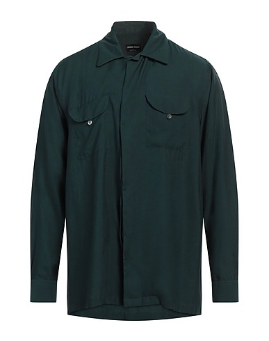 GIORGIO ARMANI Solid colour shirt Green 84% Lyocell, 16% Silk