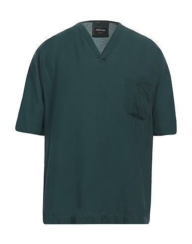 GIORGIO ARMANI Solid colour shirt Green 84% Lyocell, 16% Silk