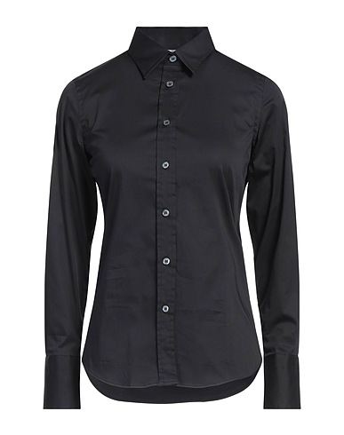 GUGLIELMINOTTI Solid colour shirts & blouses Black 70% Cotton, 27% Polyamide, 3% Elastane