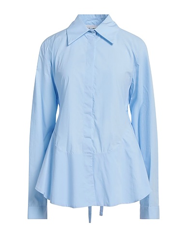 MEIMEIJ Solid color shirts & blouses Light blue 100% Cotton
