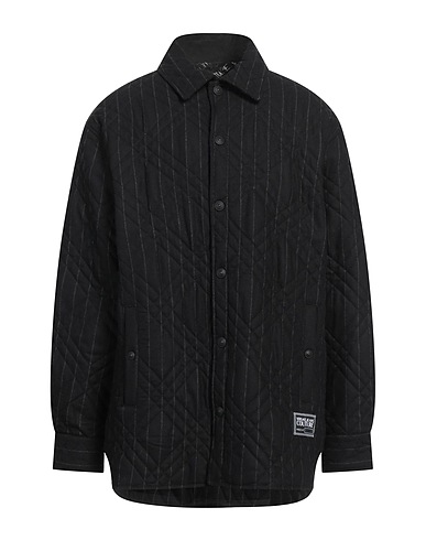 VERSACE JEANS COUTURE Striped shirt Black 39% Wool, 33% Polyester, 14% Viscose, 13% Polyamide, 1% Elastane