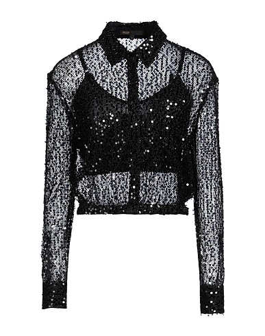 MAJE Shirts Black 96% Polyamide, 4% Metallic fiber