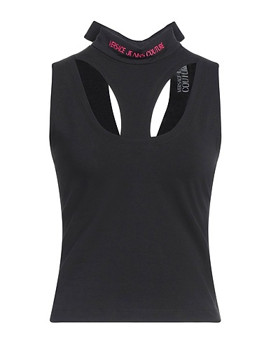 VERSACE JEANS COUTURE Top Black 92% Cotton, 8% Elastane
