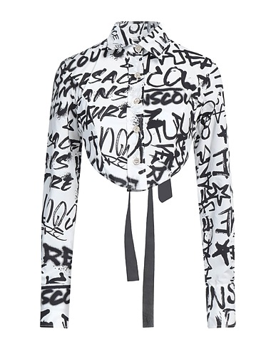 VERSACE JEANS COUTURE Patterned shirts & blouses BIANCO 100% Cotton