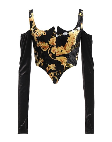 VERSACE JEANS COUTURE Top Black 96% Polyester, 4% Elastane