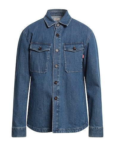MANUEL RITZ Denim shirt Blue 98% Cotton, 2% Elastane