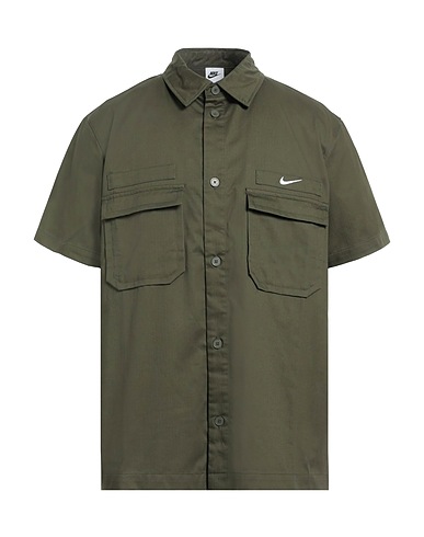 NIKE Solid color shirt Dark green 100% Cotton