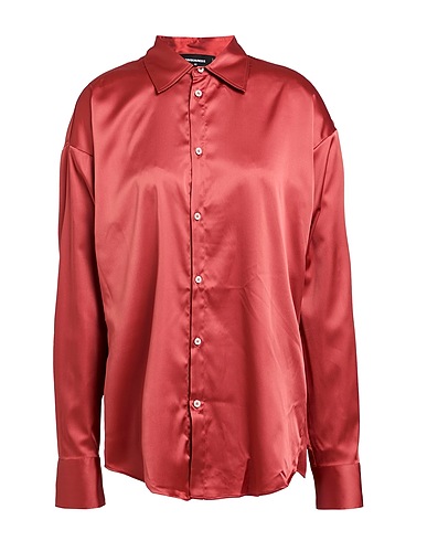 DSQUARED2 Camicie e bluse tinta unita Ruggine 96% Poliestere, 4% Elastan, Vetro, Alluminio