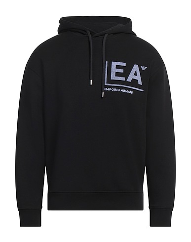 EMPORIO ARMANI Hooded track jacket  Black 77% Cotton, 19% Polyester, 4% Elastane